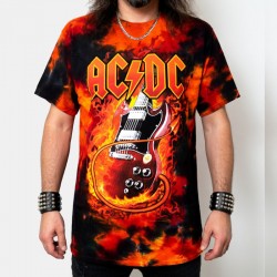 AC/DC Playera Guitar Tie Dye