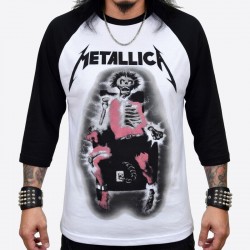 Metallica Playera Slim Fit Electric Chair Raglan