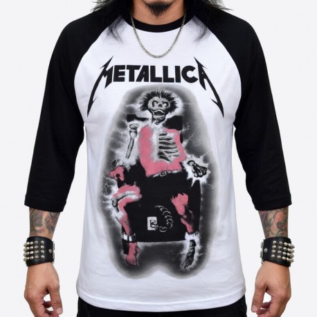 Metallica Playera Slim Fit Electric Chair Raglan