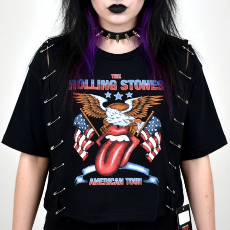Rolling Stones Womens Shirt American Tour Safety Pins